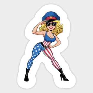 4th Of July Pin Up Girl Sticker